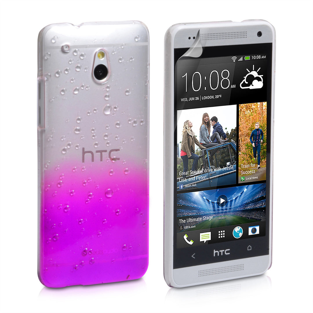 YouSave Accessories HTC ONE Mini Raindrop Hard Case - Purple-Clear