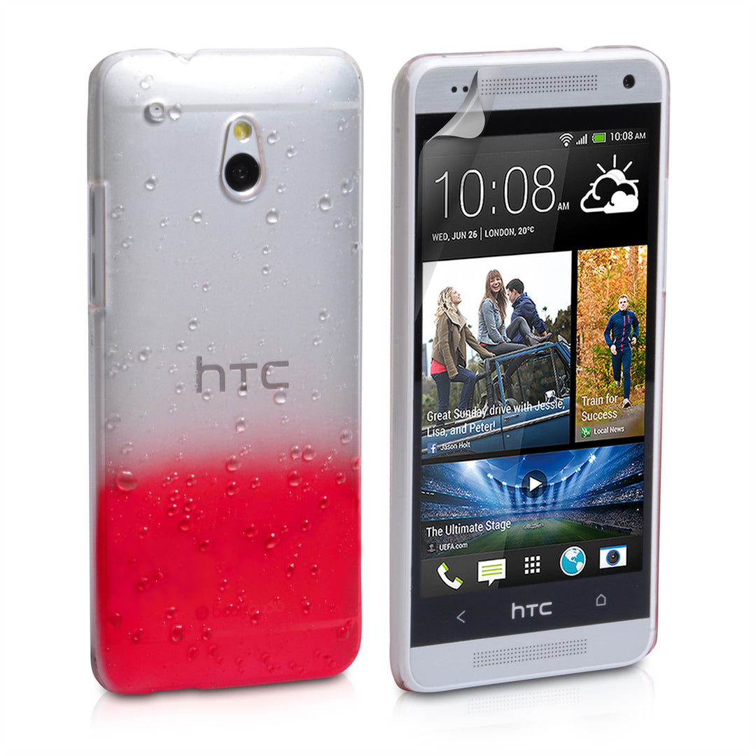 YouSave Accessories HTC ONE Mini Raindrop Hard Case - Red-Clear