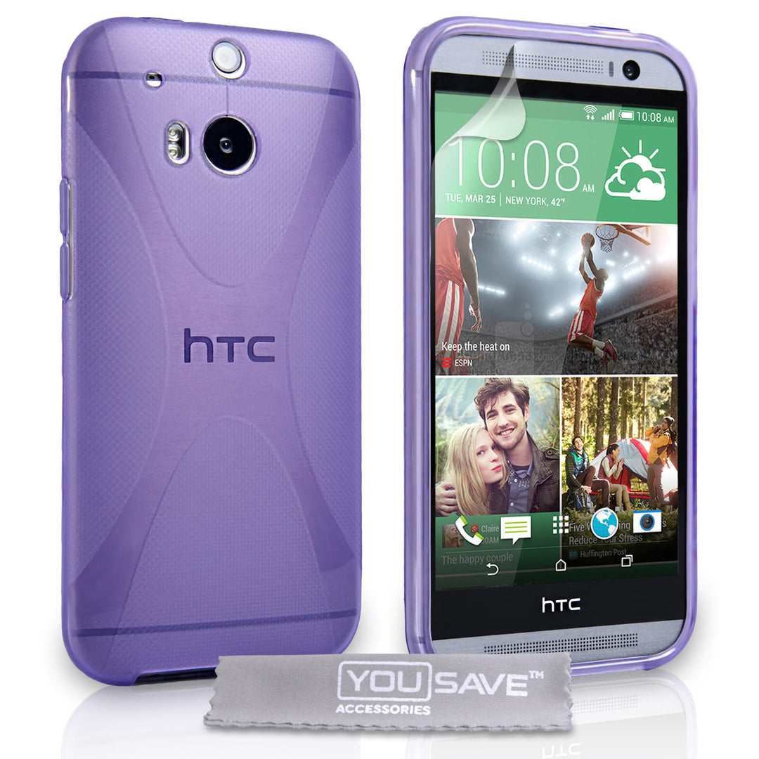 YouSave Accessories HTC One M8 Silicone Gel X-Line Case - Purple