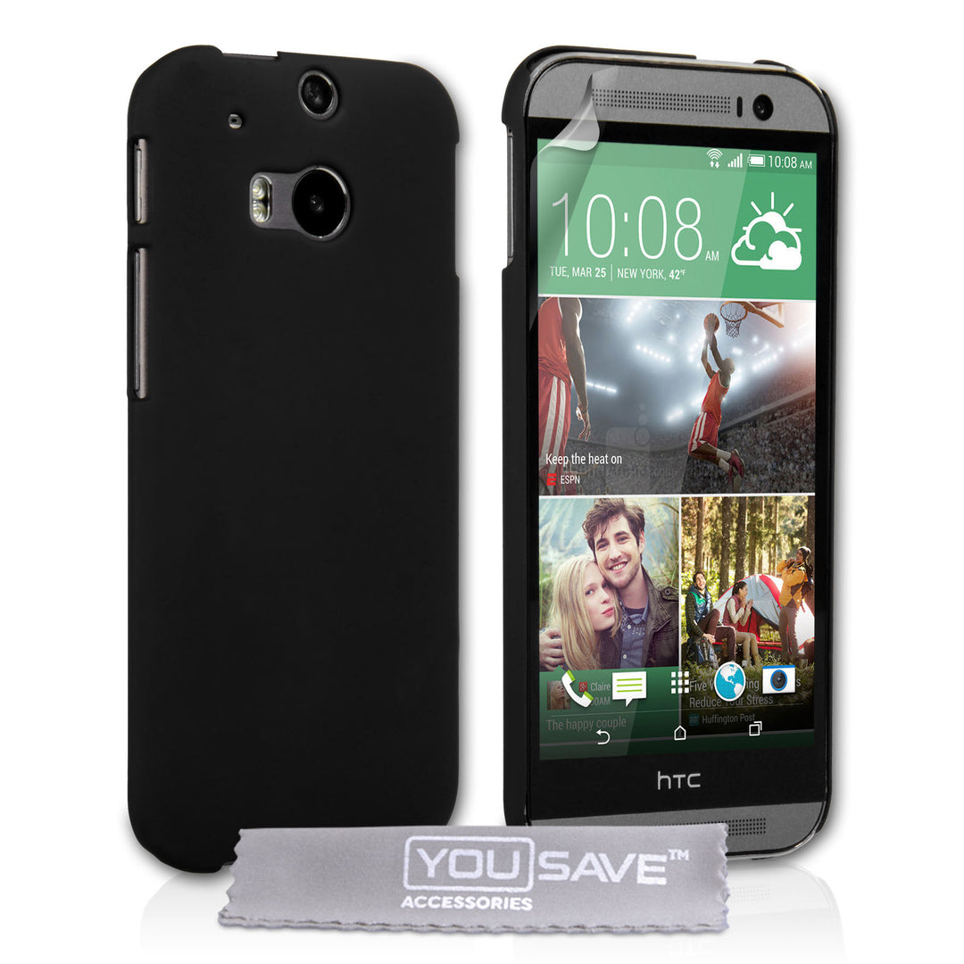 YouSave Accessories HTC One M8 Hard Hybrid Case - Black