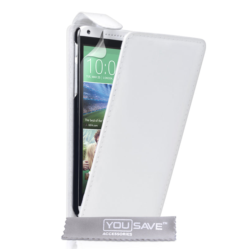 YouSave Accessories HTC Desire 816 Leather-Effect Flip Case - White