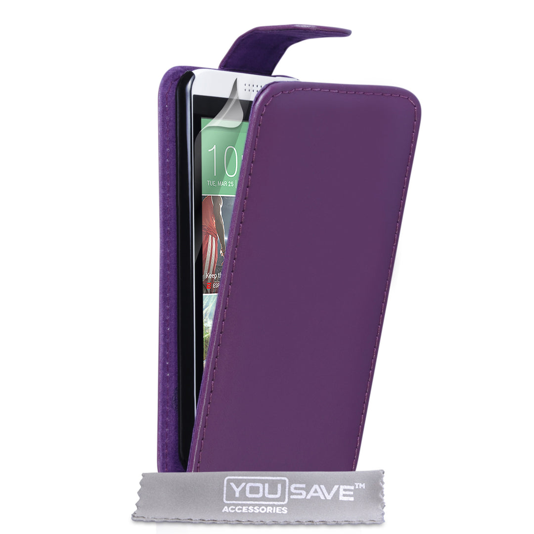 YouSave Accessories HTC Desire 610 Leather-Effect Flip Case - Purple
