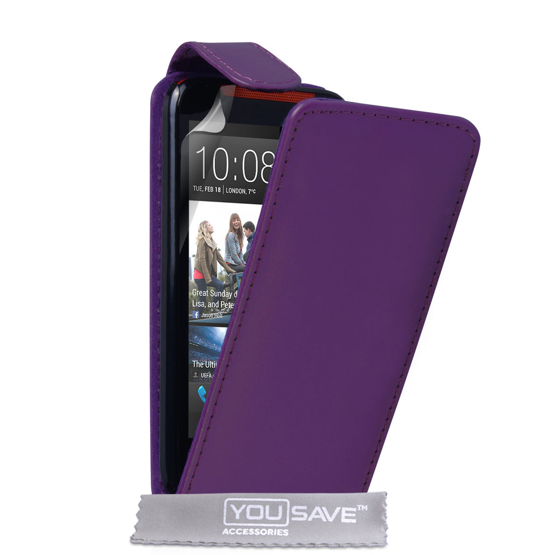 YouSave Accessories HTC Desire 310 Leather-Effect Flip Case - Purple