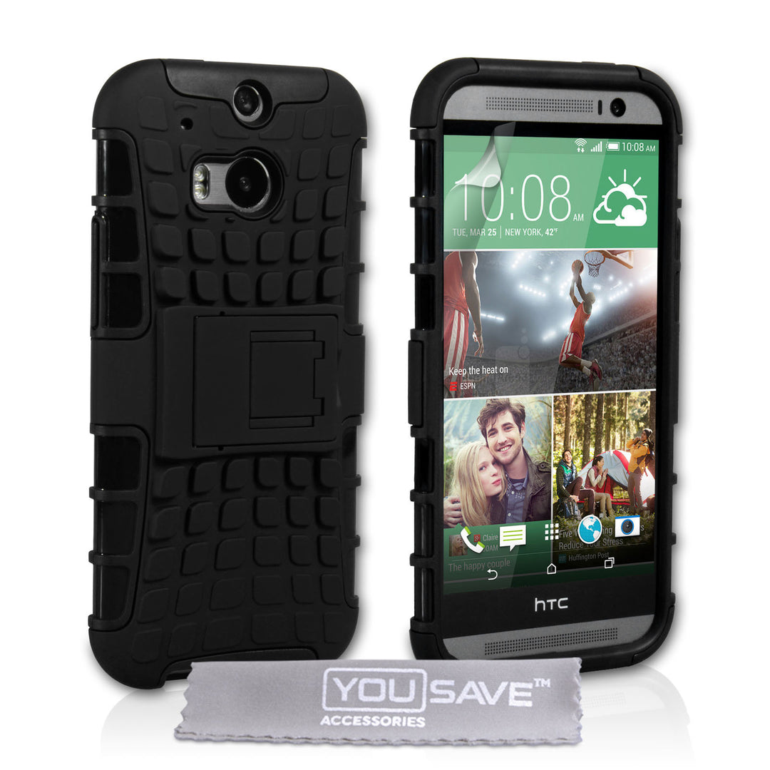 YouSave Accessories HTC One M8 Stand Combo Case - Black
