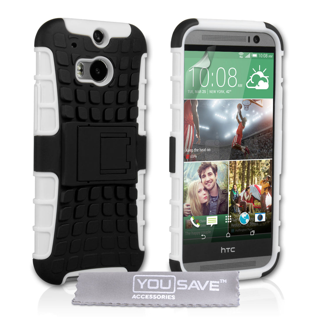 YouSave Accessories HTC One M8 Stand Combo Case - White