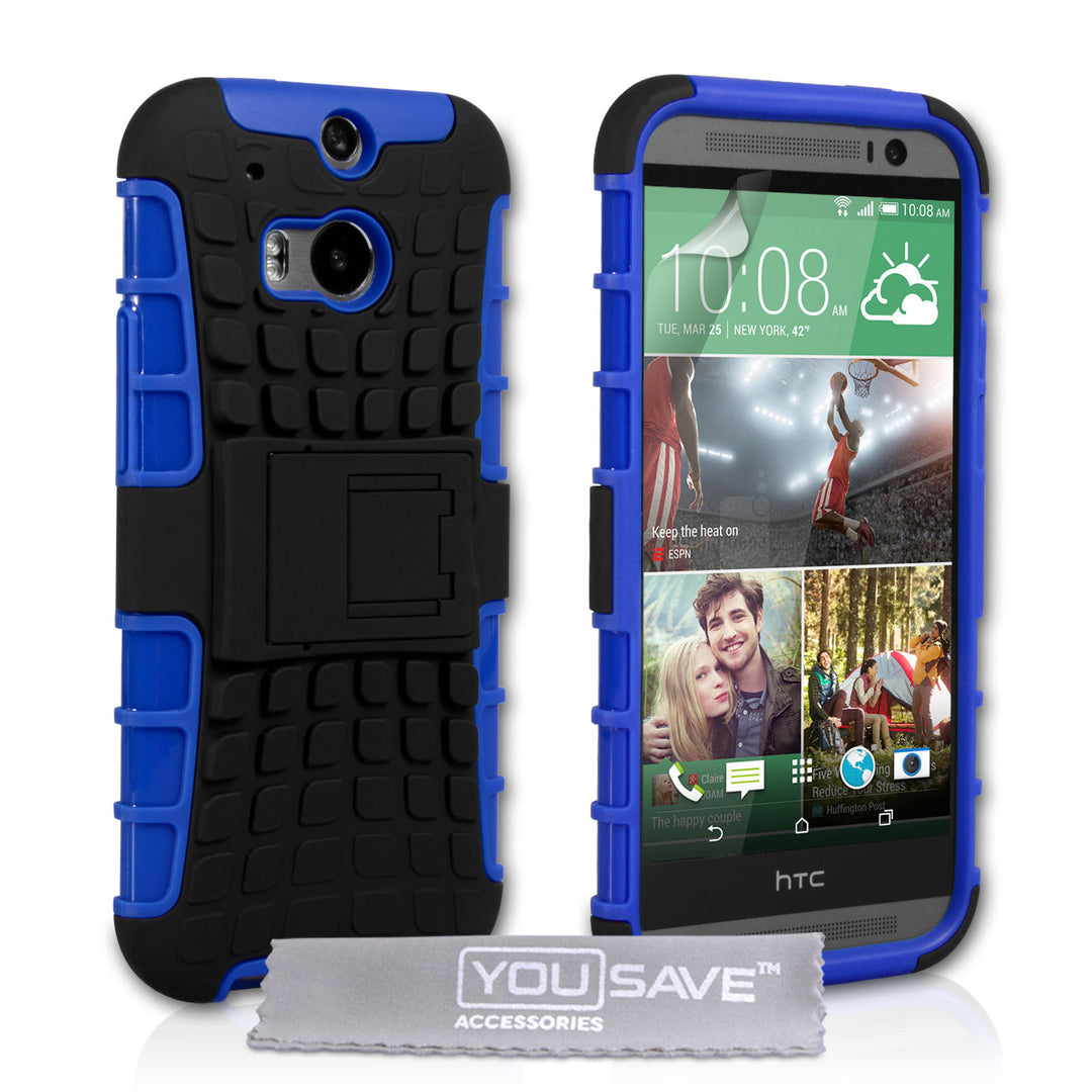 YouSave Accessories HTC One M8 Stand Combo Case - Blue / Black