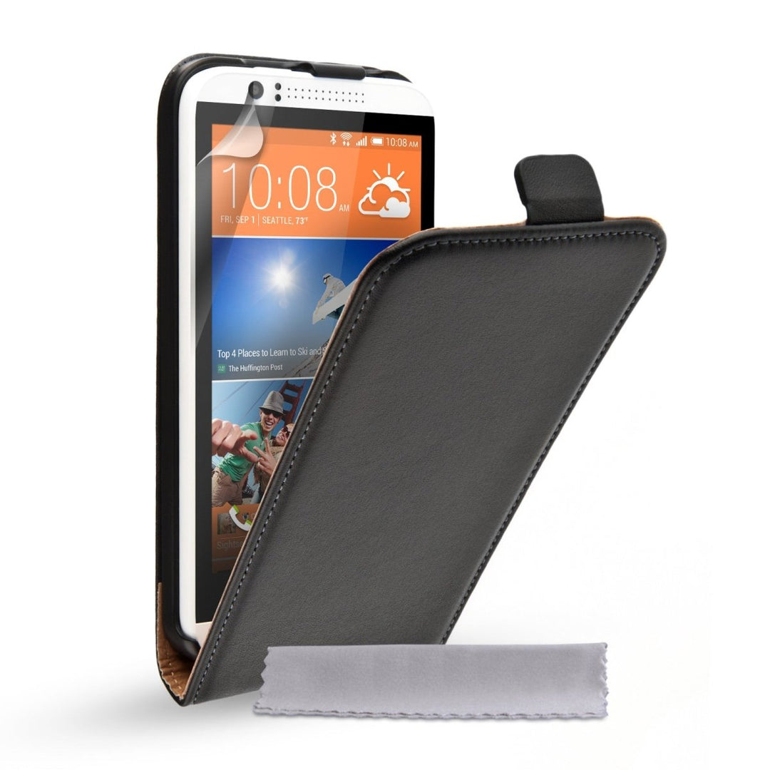 Caseflex HTC Desire 510 Real Leather Flip Case - Black - Mobile Madhouse