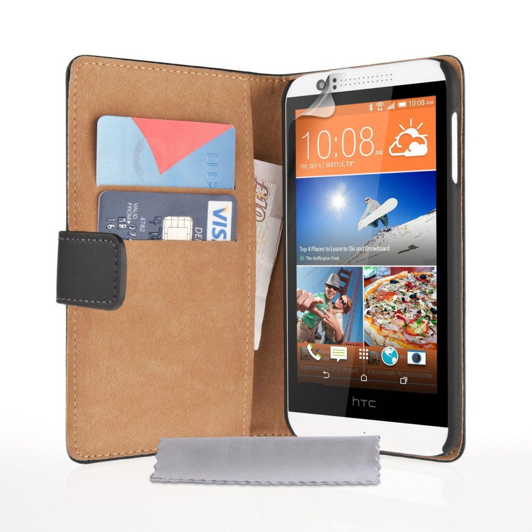 Caseflex HTC Desire 510 Real Leather Wallet Case - Black - Mobile Madhouse