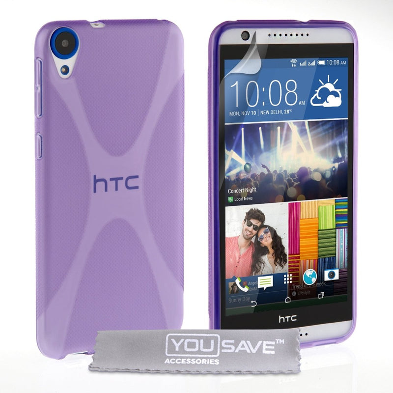 Yousave Accessories HTC Desire 820 Silicone Gel X - Line Case - Purple - Mobile Madhouse