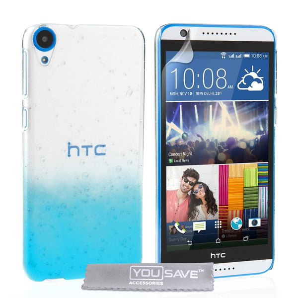 Yousave Accessories HTC Desire 820 Raindrop Hard Case - Blue - Clear - Mobile Madhouse