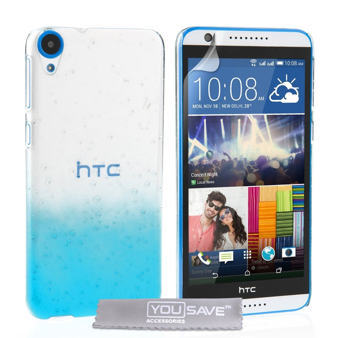 Yousave Accessories HTC Desire 820 Raindrop Hard Case - Blue - Clear - Mobile Madhouse