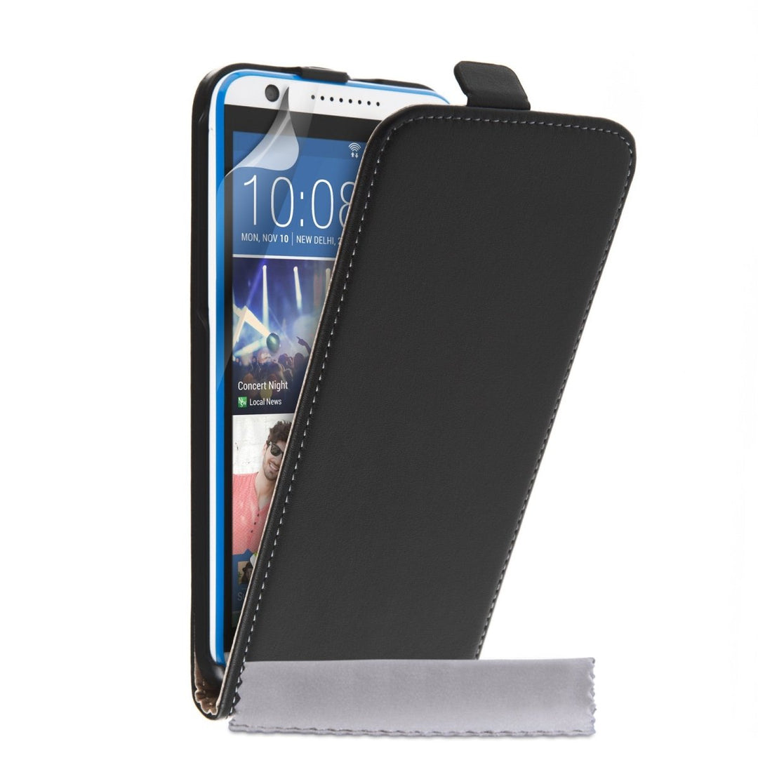Caseflex HTC Desire 820 Real Leather Flip Case - Black - Mobile Madhouse