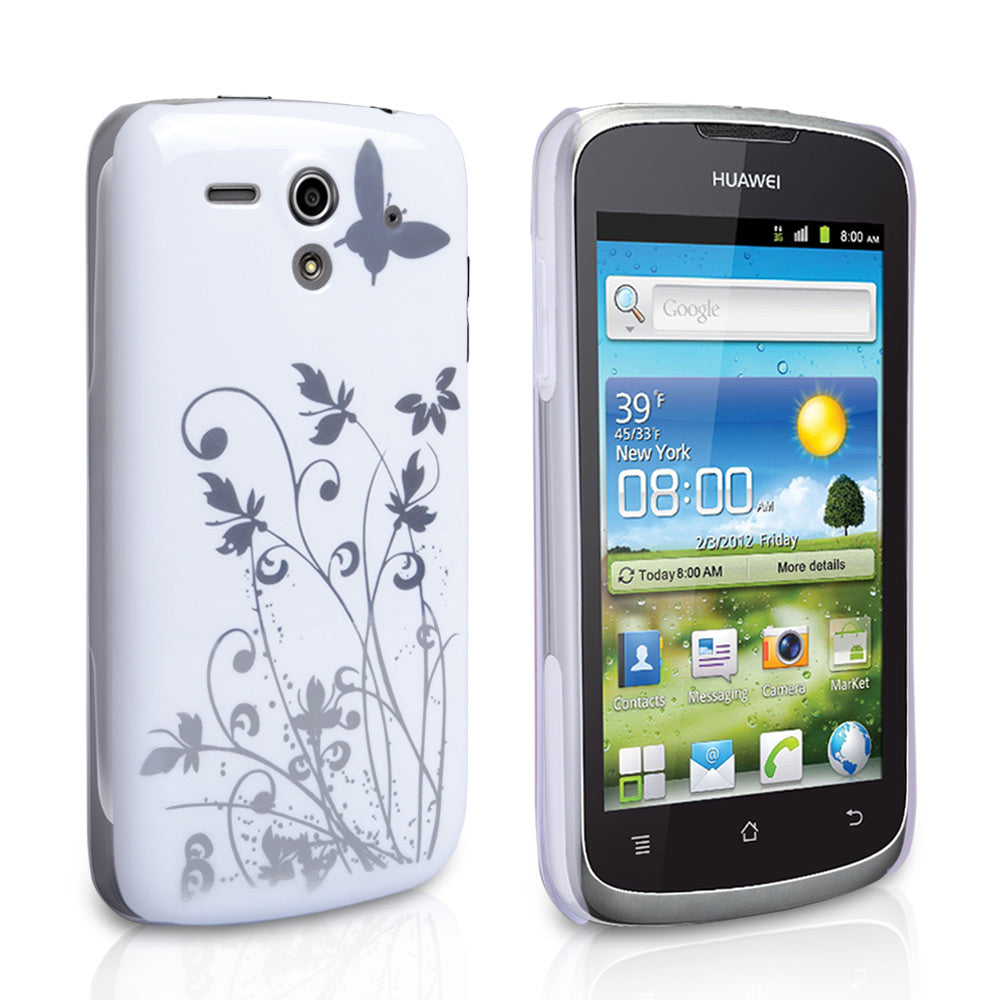 YouSave Accessories Huawei Ascend G300 White Butterfly IMD Hard Case