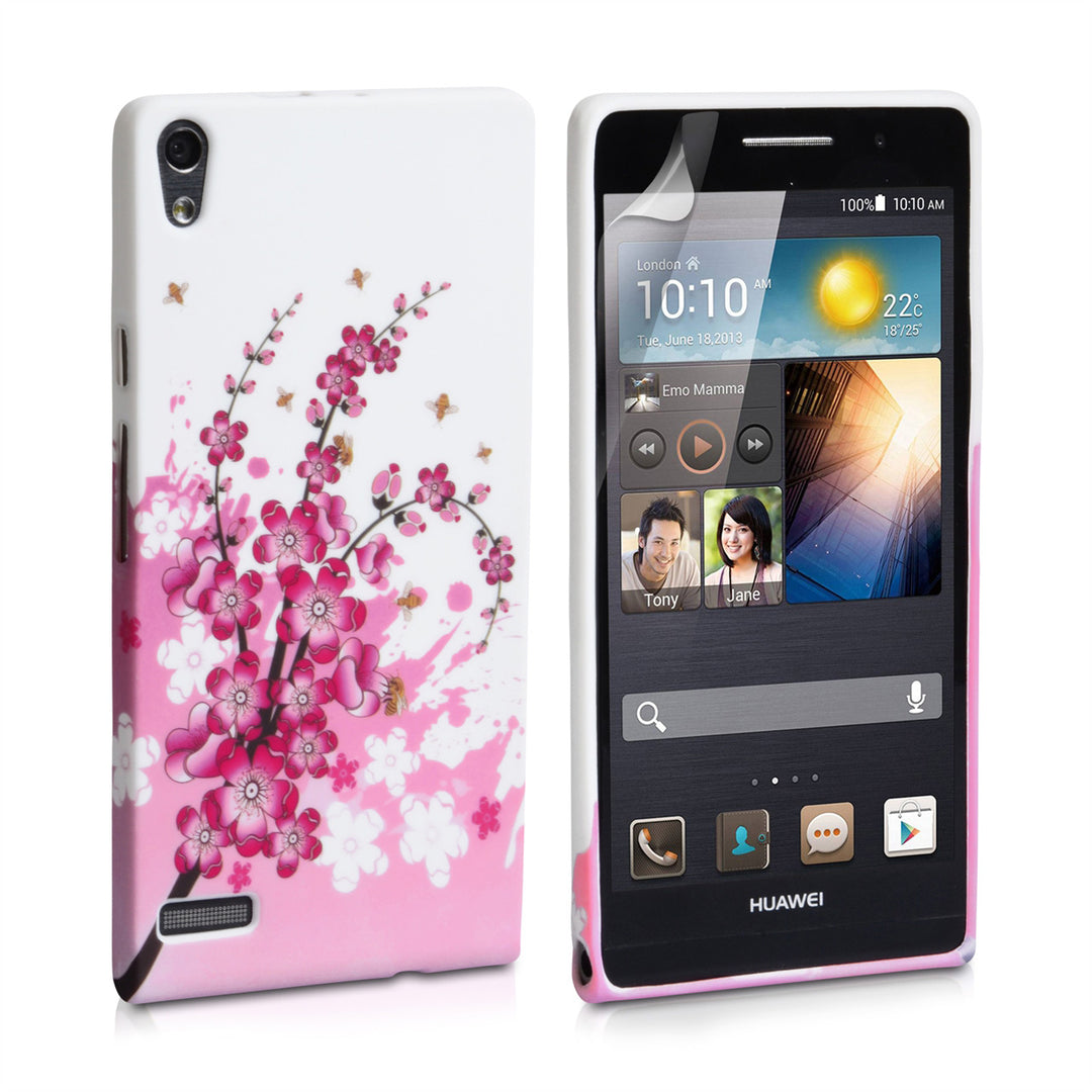 YouSave Accessories Huawei Ascend P6 Floral Bee Silicone Gel Case