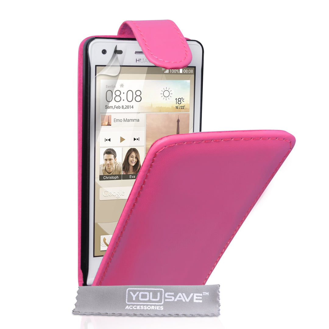 YouSave Huawei Ascend G6 Leather-Effect Flip Case - Hot Pink