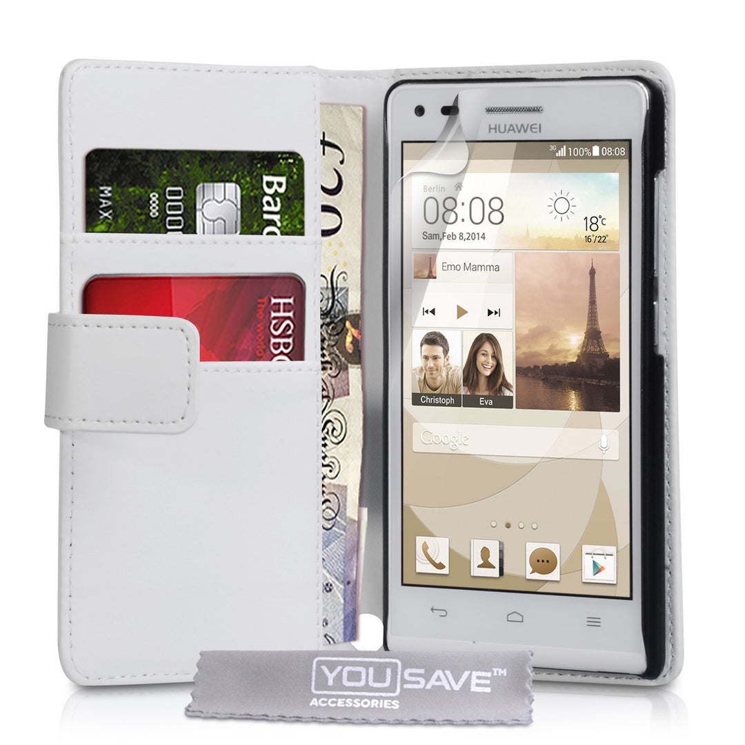 YouSave Huawei Ascend G6 Leather-Effect Wallet Case - White