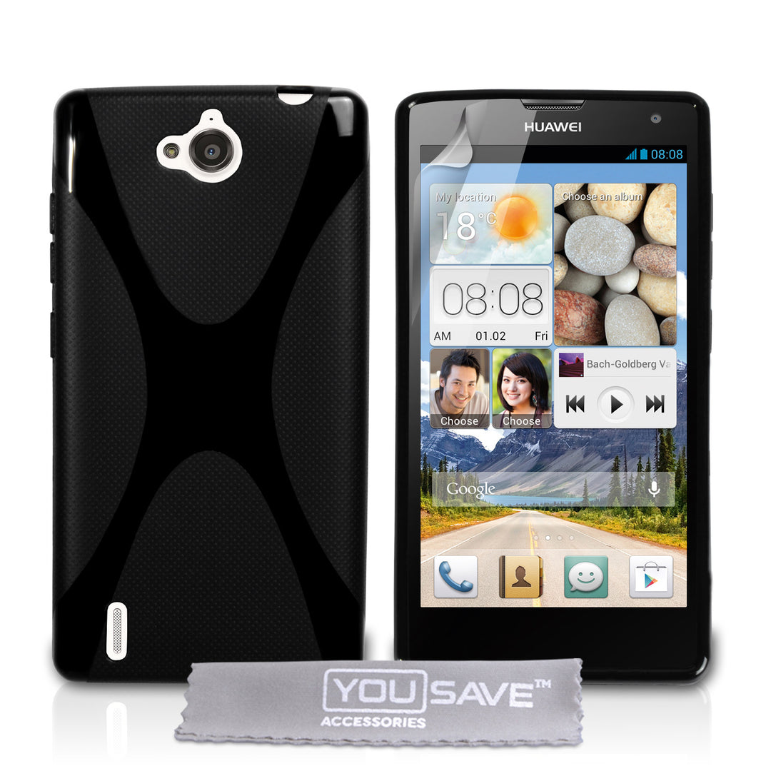 YouSave Huawei Ascend G740 Silicone Gel X-Line Case - Black