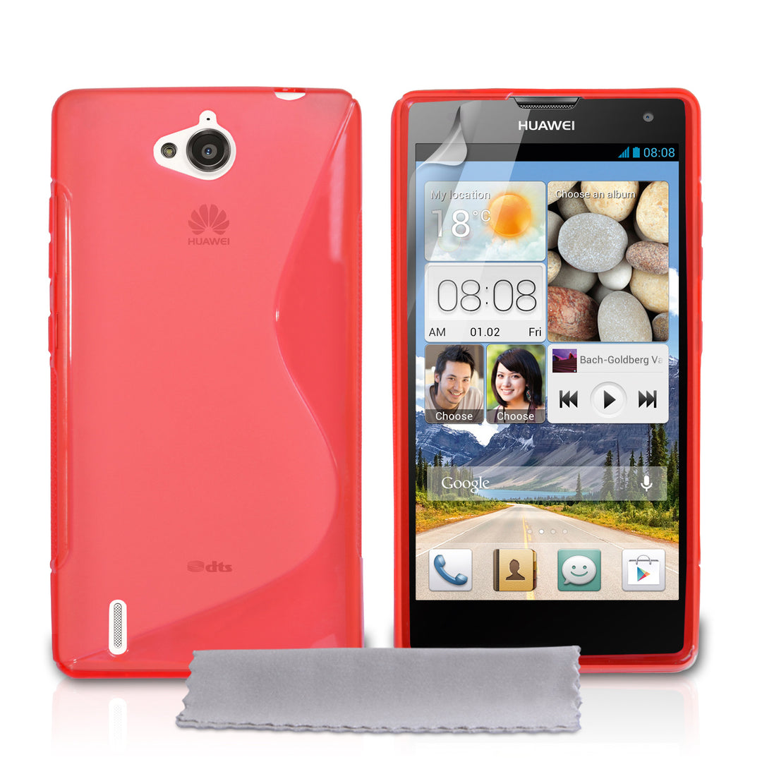 Caseflex Huawei Ascend G740 Silicone Gel S-Line Case - Red