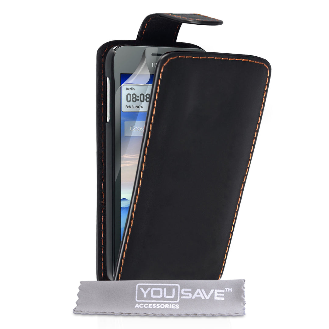 YouSave Huawei Ascend Y330 Leather-Effect Flip Case - Black