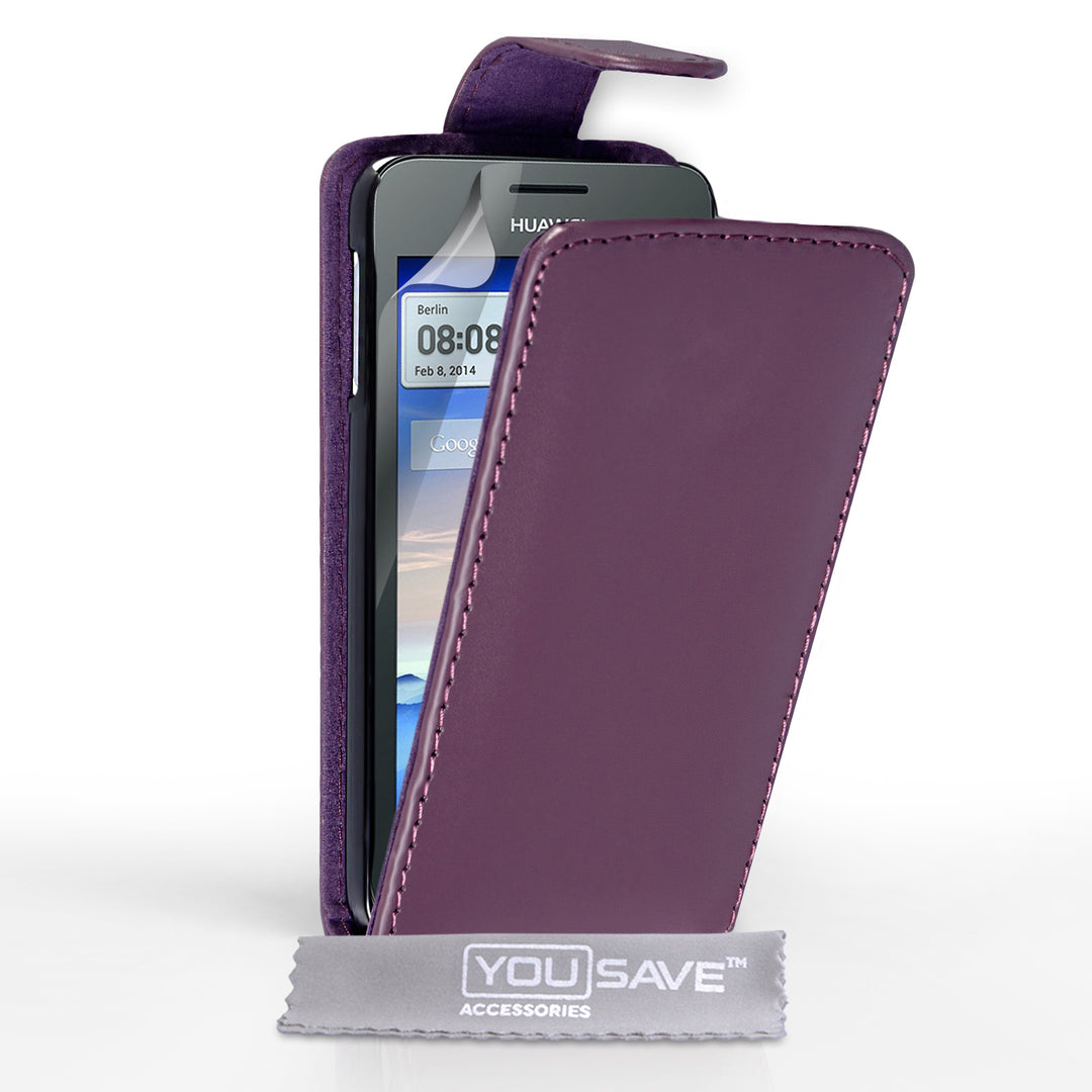 YouSave Huawei Ascend Y330 Leather-Effect Flip Case - Purple