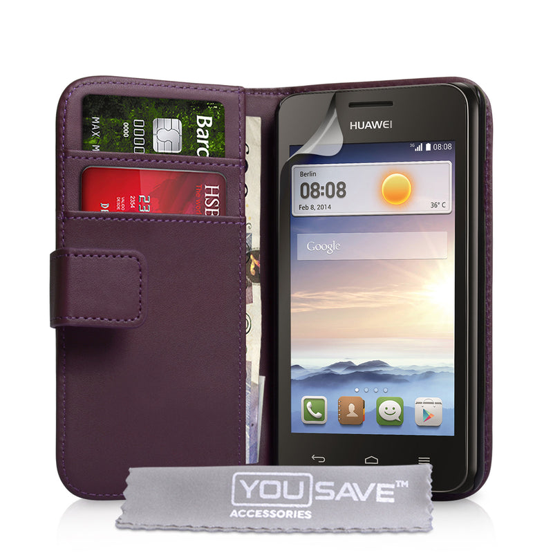 YouSave Huawei Ascend Y330 Leather-Effect Wallet Case - Purple