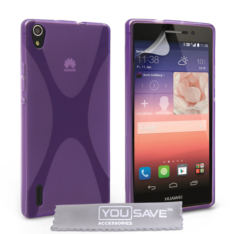 YouSave Accessories Huawei Ascend P7 Silicone Gel X-Line Case - Purple