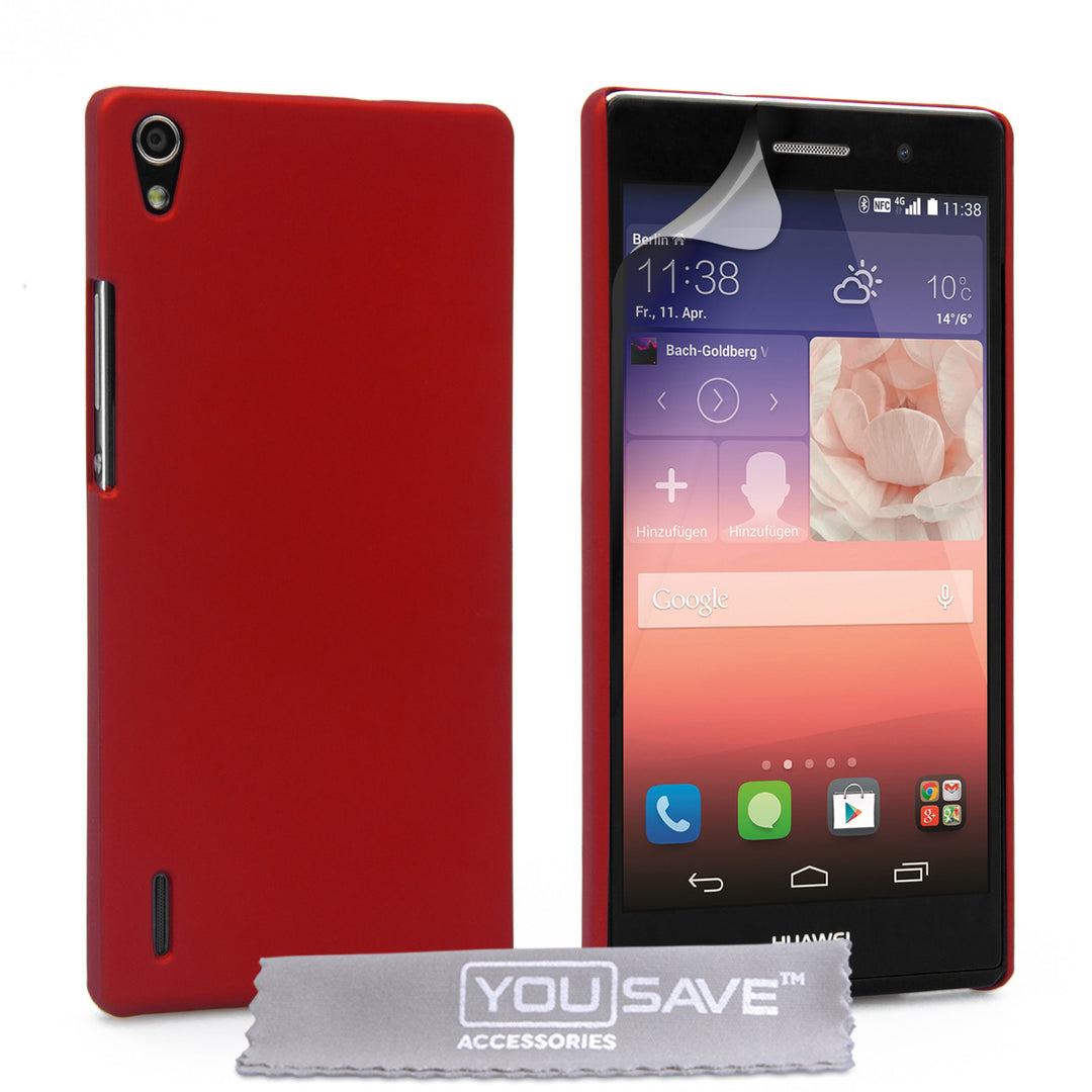 YouSave Accessories Huawei Ascend P7 Hard Hybrid Case - Red