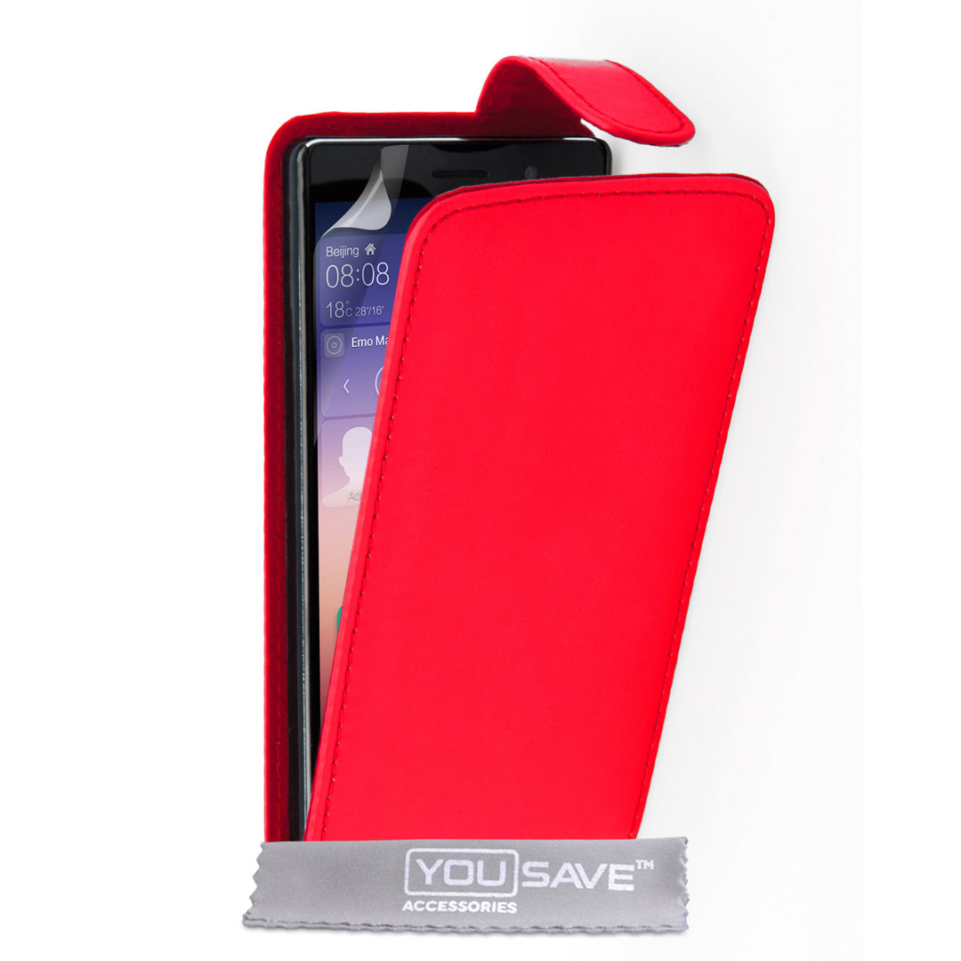 YouSave Accessories Huawei Ascend P7 Leather-Effect Flip Case - Red