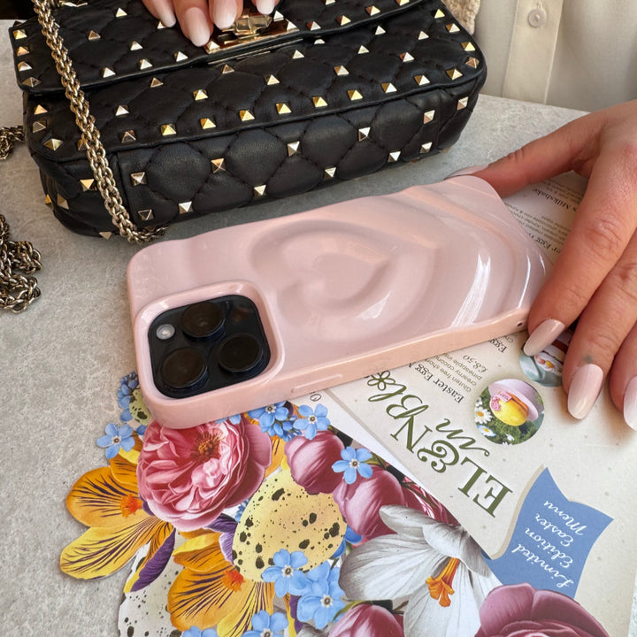 Blush Pink Ripple Heart iPhone 15 Case