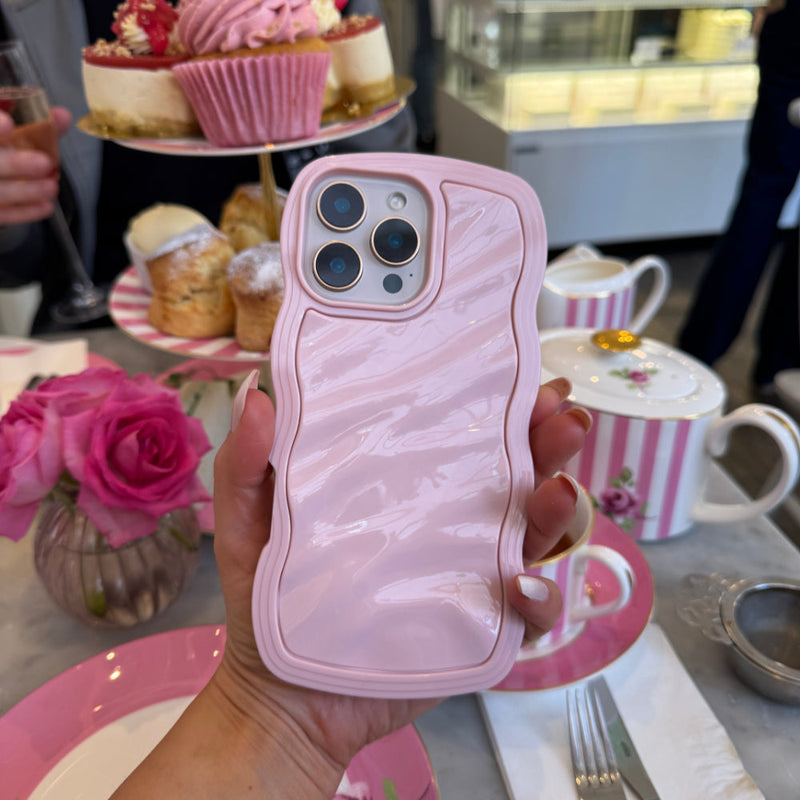 Blush Pink Wavy iPhone 17 Pro Max Case Glossy & Shockproof