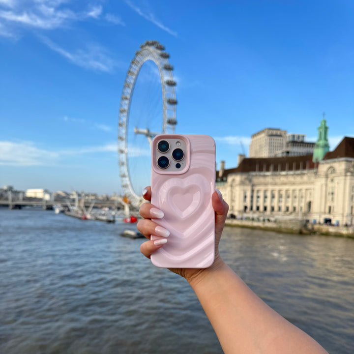 Blush Pink Ripple Heart iPhone 16 Pro Case