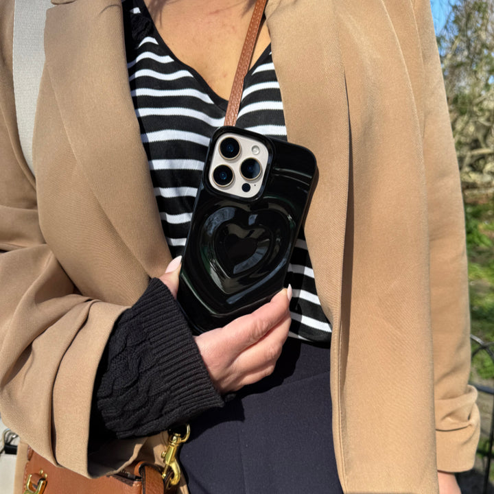 Black Ripple Heart iPhone 16 Pro Case