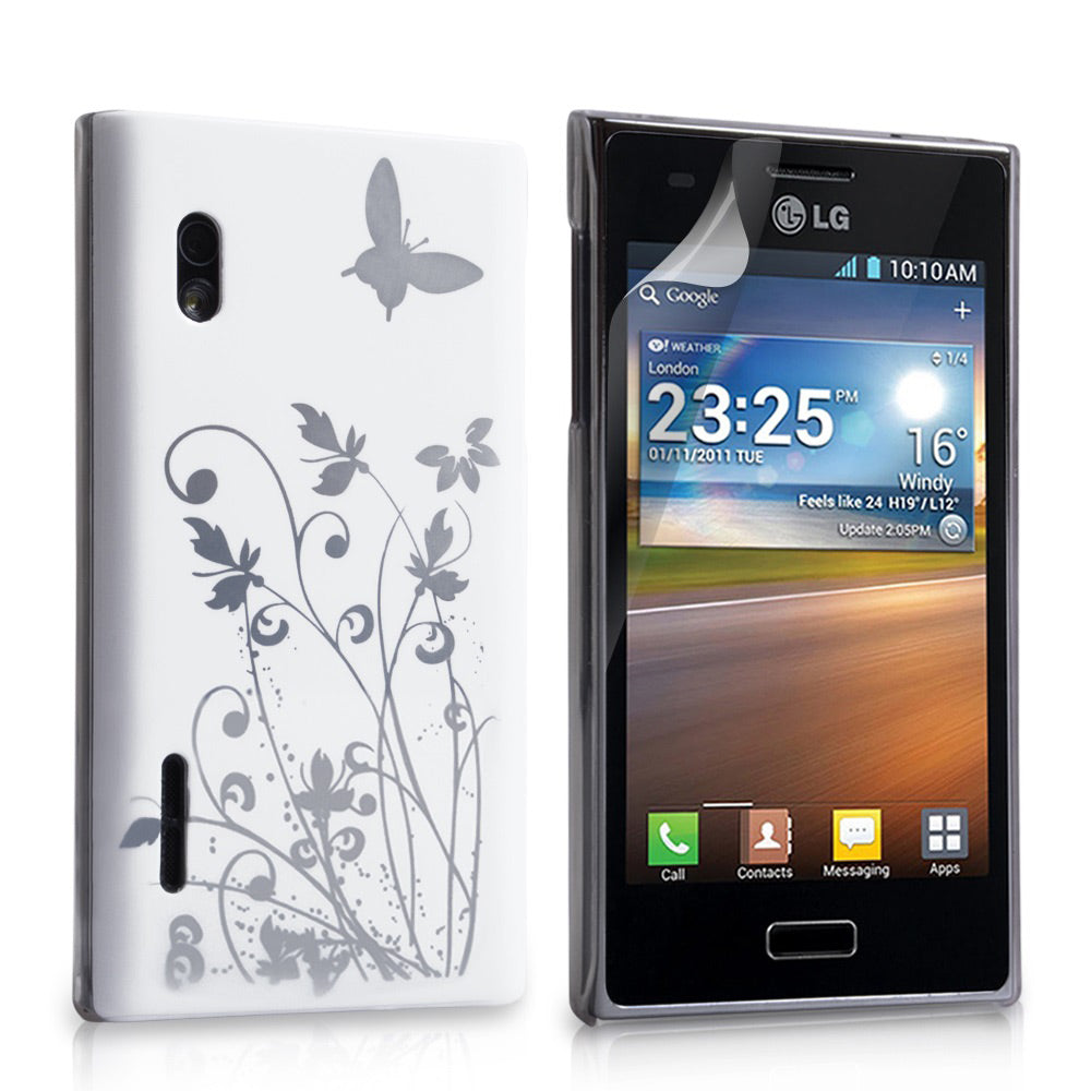 YouSave Accessories LG Optimus L5 White Butterfly IMD Hard Case