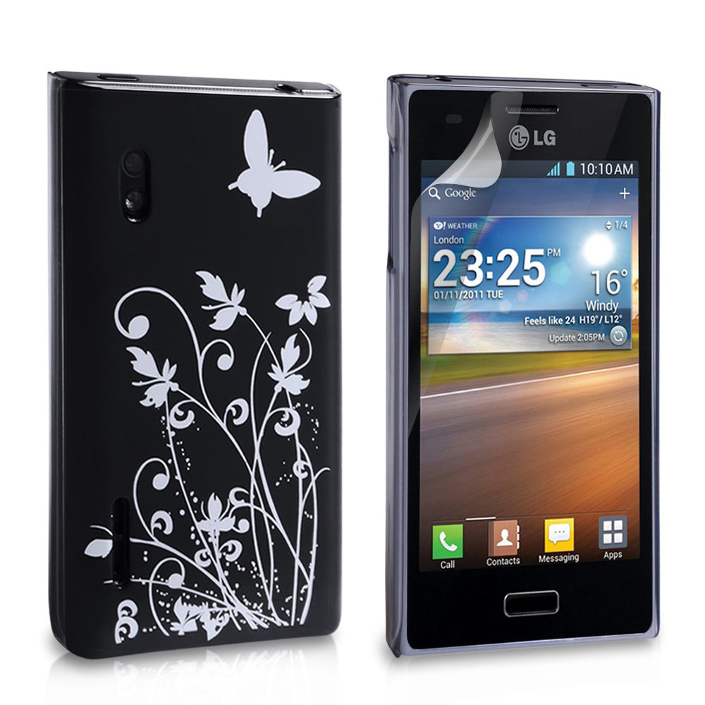 YouSave Accessories LG Optimus L5 Black Butterfly IMD Hard Case