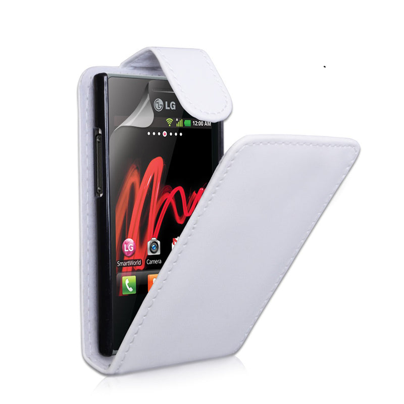 YouSave Accessories LG Optimus L3 White Leather Effect Flip Case