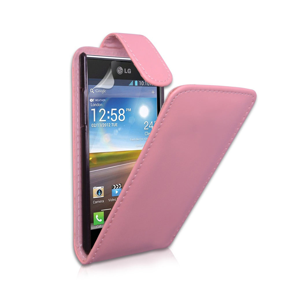 YouSave Accessories LG Optimus L7 Baby Pink Leather Effect Flip Case