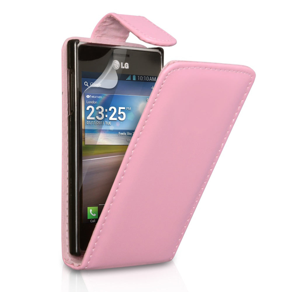 YouSave Accessories LG Optimus L5 Baby Pink Leather Effect Flip Case