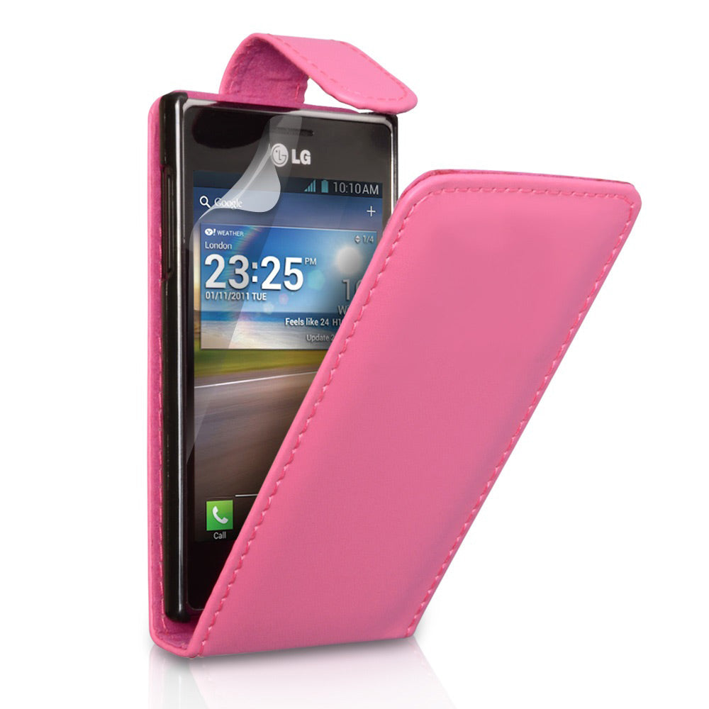 YouSave Accessories LG Optimus L5 Hot Pink Leather Effect Flip Case