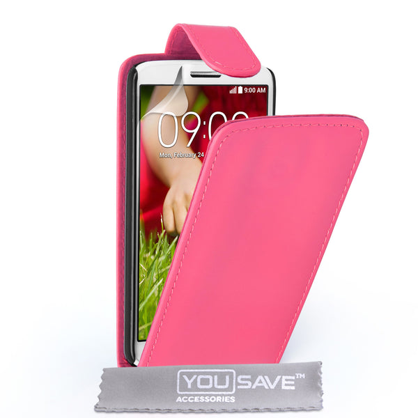 YouSave Accessories LG G2 Mini Leather-Effect Flip Case - Hot Pink