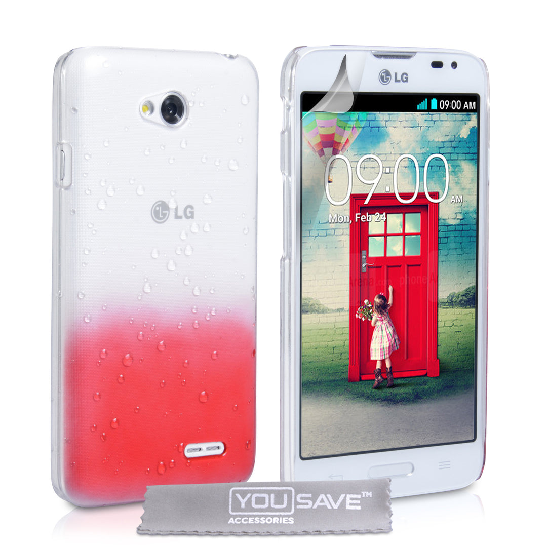 YouSave Accessories LG L70 Raindrop Hard Case - Red-Clear