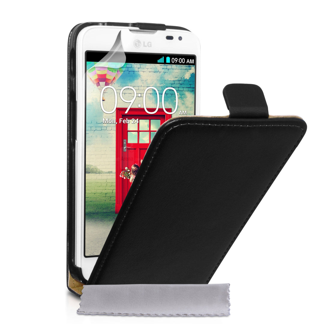 Caseflex LG L70 Real Leather Flip Case - Black