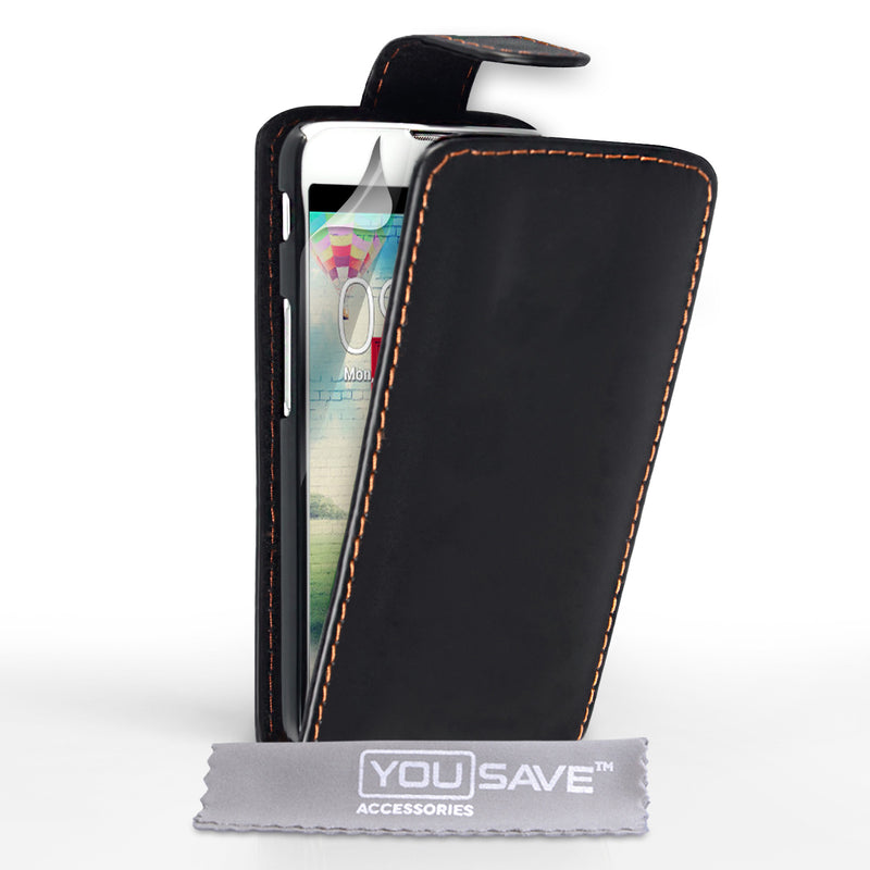 YouSave Accessories LG L70 Leather-Effect Flip Case - Black