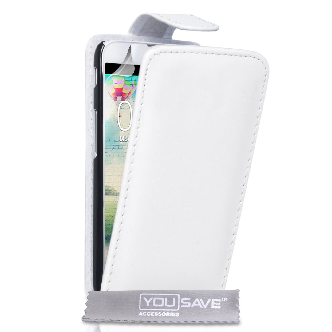 YouSave Accessories LG L70 Leather-Effect Flip Case - White