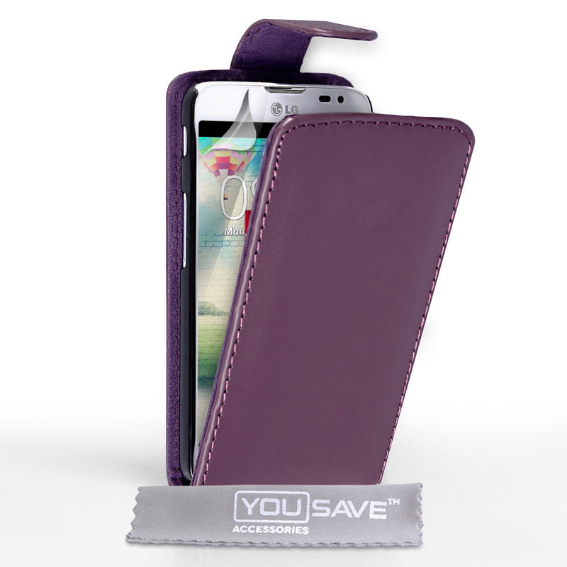 YouSave Accessories LG L90 Leather-Effect Flip Case - Purple