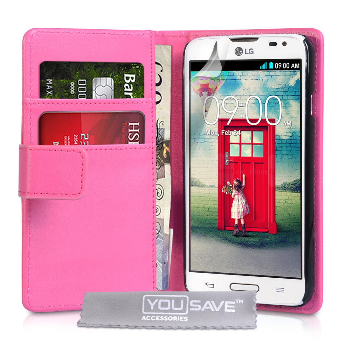 YouSave Accessories LG L90 Leather-Effect Wallet Case - Hot Pink