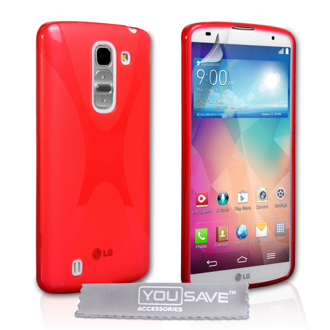 YouSave Accessories LG G Pro 2 Silicone Gel X-Line Case - Red