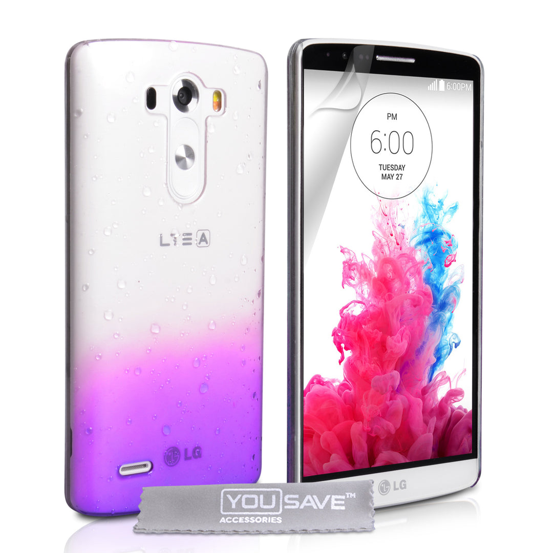 YouSave Accessories LG G3 Raindrop Hard Case - Purple-Clear