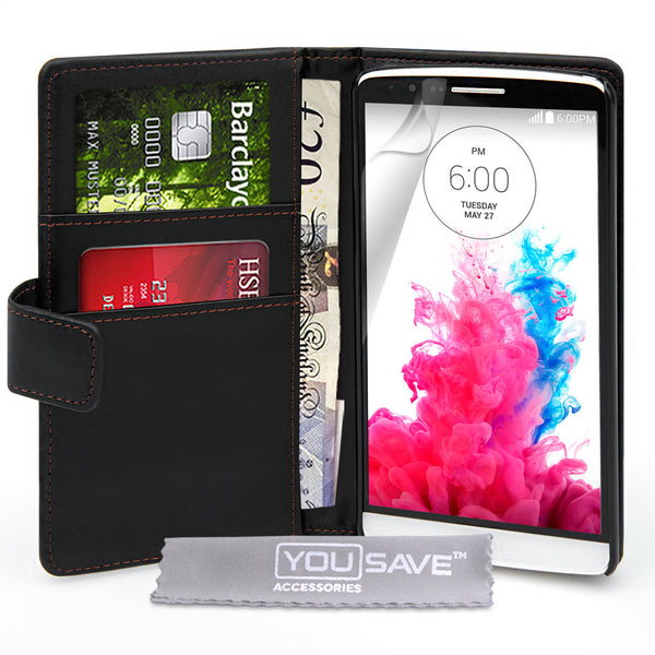 YouSave Accessories LG G3 Leather-Effect Wallet Case - Black