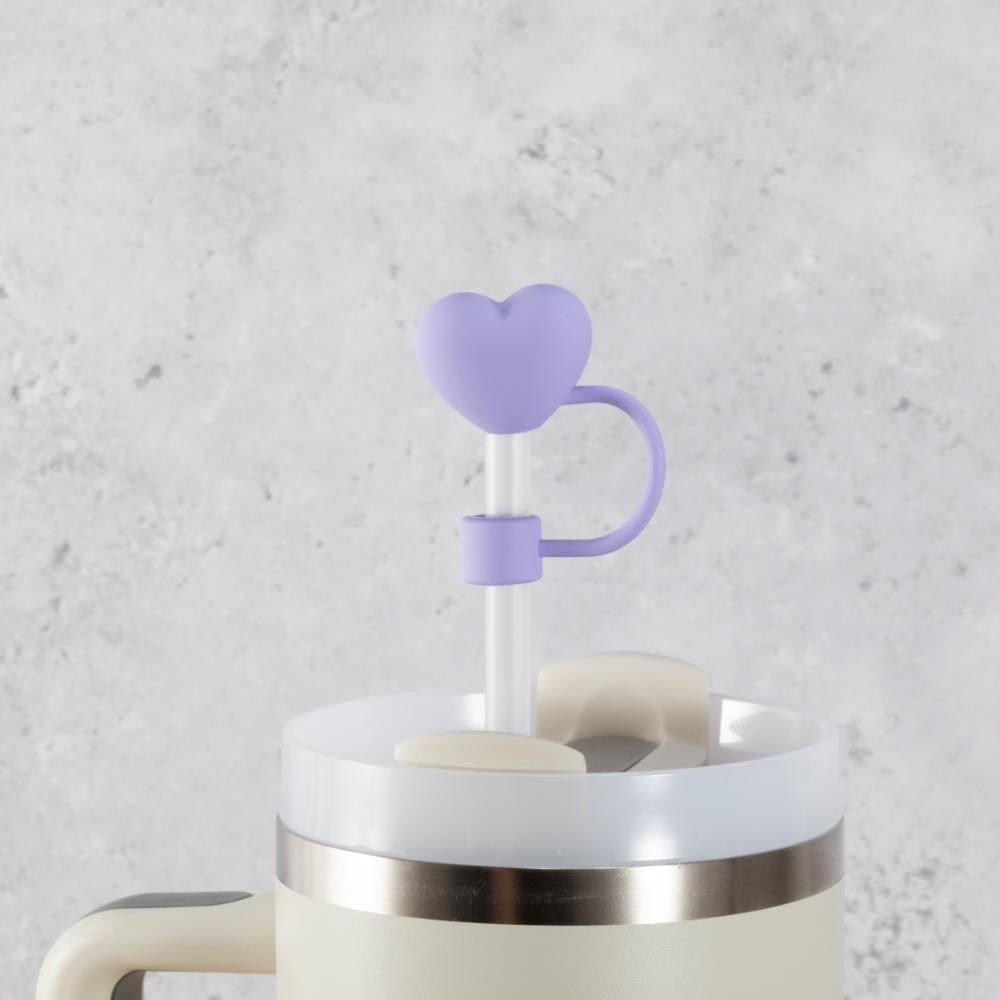 Lilac Love Heart Straw Cover Topper