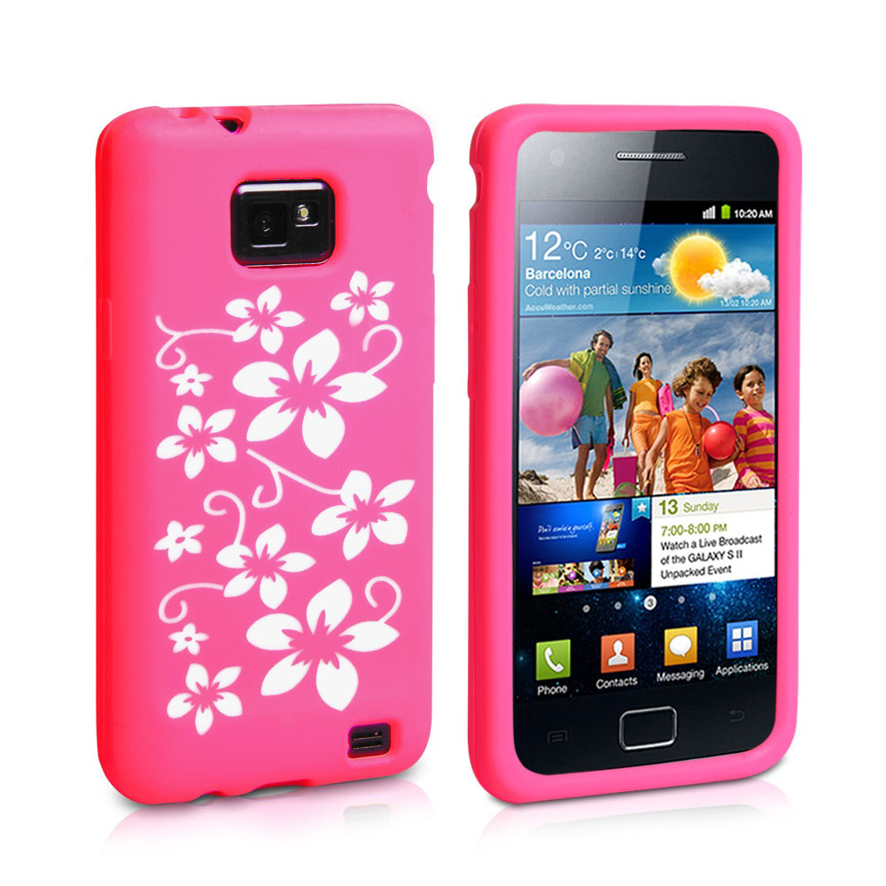 YouSave Accessories Samsung Galaxy S2 Hot Pink Flower Silicone Case